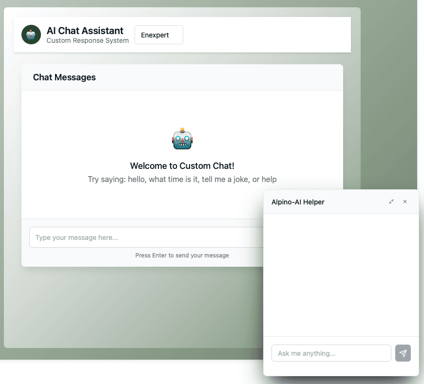 enAI Chat-Oberfläche mit eingebettetem Alpino-AI-Helper