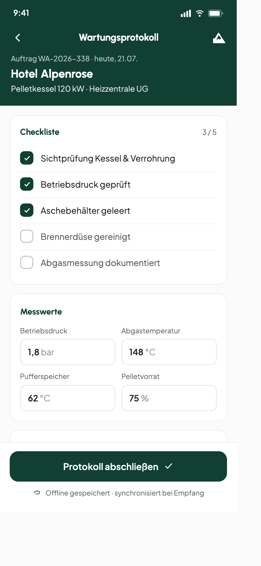 Mockup der digitalen Feldformulare: Tablet-App führt vor Ort durch den Ablauf, Frachtbriefe und Kennzeichen werden automatisch ausgelesen