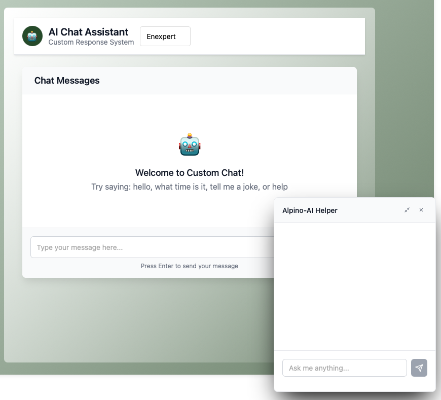 Screenshot eines KI-Wissensassistenten von Alpino AI mit eingebettetem Chat-Helfer für Fragen in natürlicher Sprache